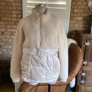 FABLETICS Nelly Mixed Media Half Zip OATS XL EXCELLENT